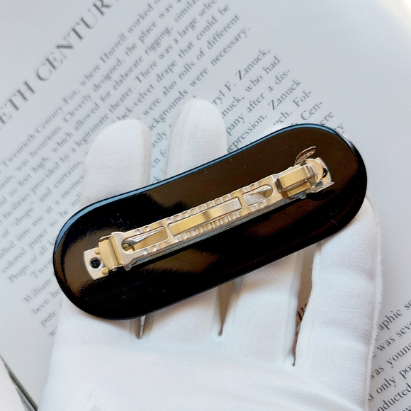 Vintage Barrette Bobby Pin Clip Black Rose Lucite 1990s 🖤🖤🖤 - Picture 4 of 4